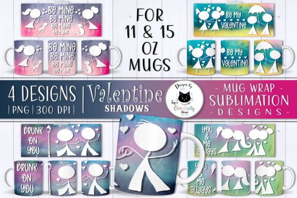 Download Cute Valentine Silhouettes Mug Wraps - Mug Collection