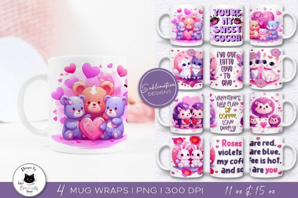 Download Cute Valentine Mug Designs | Animal PNG - Mug Collection