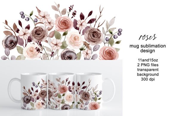 Download Mug Sublimation Design with Flowers Rose - Mug Collection