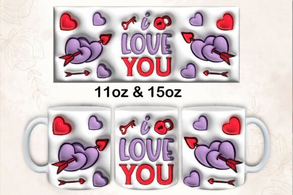 Download 3d Inflated I Love You Png Mug Wrap - Mug Collection